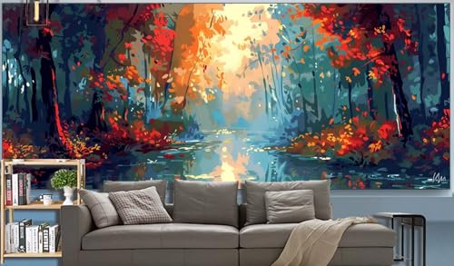 Diamond Painting Erwachsene Wald Diamond Painting XXL 300x100cm Malen Nach Zahlen See Diamant Painting Bilder mit Diamond Painting zubehör,DIY Mosaikherstellung für Dekor Geschenke für Frauenr H60 von Generic