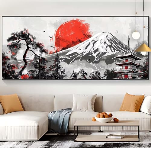 Diamond Painting Erwachsene japanisch Diamond Painting Kinder Vulkan Fuji,Diamond Painting Zubehör Eckige Steine Set,DIY Diamant Painting Bilder Crystal Basteln Home Décor Geschenke Frauen 30x80cm H69 von Generic