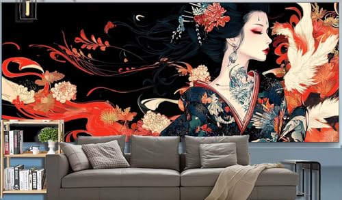 Diamond Painting Erwachsene japanisch Diamond Painting XXL 300x100cm Malen Nach Zahlen Schönheit Diamant Painting Bilder mit Diamond Painting zubehör,DIY Mosaik Bastelset für Geschenke für Frauenr H40 von Generic