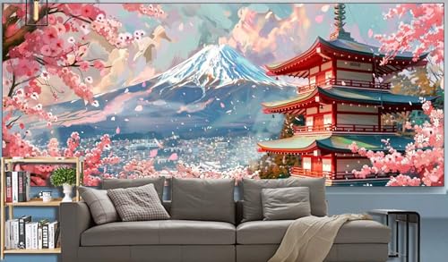 Diamond Painting Erwachsene japanisch Diamond Painting XXL 300x100cm Malen Nach Zahlen Vulkan Fuji Diamant Painting Bilder mit Diamond Painting zubehör,DIY Mosaik Bastelset Geschenke für Frauenr H32 von Generic