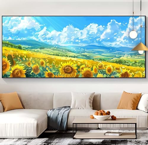 Diamond Painting Garten Diamond Painting XXL 100x300cm Diamond Painting Erwachsene Sonnenblume Malen Nach Zahlen DIY Mosaikherstellung Diamonds Stickerei Malerei Set für Home Décor Geschenke Frauen B2 von Generic