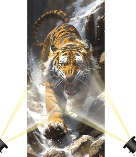 Diamond Painting Groß XXL 120x60 cm, Diamond Painting Tier Malen Nach Zahlen Erwachsene Tiger, DIY Runde Steine Diamant Kunst Mosaic Crystal Malerei Stickerei Set, Wand Deko wohnzimmer Geschenke F850 von Generic