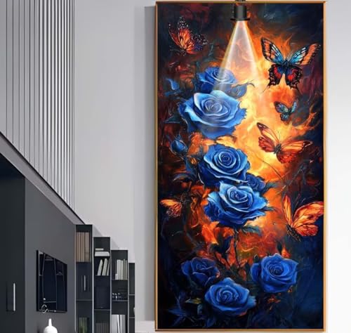 Diamond Painting Groß XXL 150x60 cm, Diamond Painting Rose Malen Nach Zahlen Erwachsene Blume, DIY Runde Steine Diamant Kunst Mosaic Crystal Malerei Stickerei Set, Wand Deko wohnzimmer Geschenke F1010 von Generic