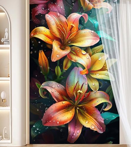 Diamond Painting Groß XXL 30 X 50 cm, Diamond Painting Lilien Malen Nach Zahlen Erwachsene Geheimnisvoll, DIY Diamant Kunst Mosaic Crystal Malerei Stickerei Set, Wand Deko Wohnzimmer Geschenke J60 von Generic