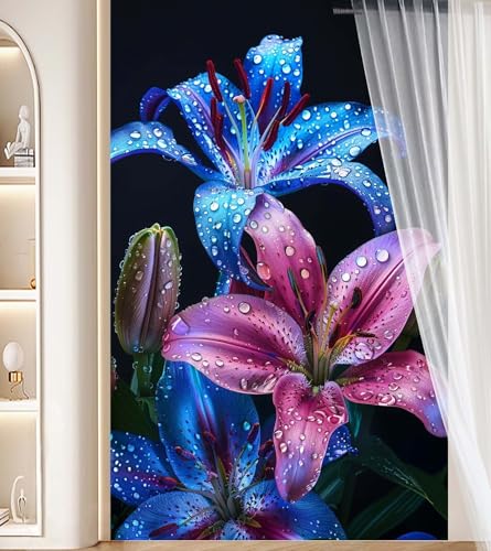 Diamond Painting Groß XXL 50 X 100 cm, Diamond Painting Lilie Malen Nach Zahlen Erwachsene Blume, DIY Diamant Kunst Mosaic Crystal Malerei Stickerei Set, Wand Deko Wohnzimmer Kreativ Geschenke J42 von Generic