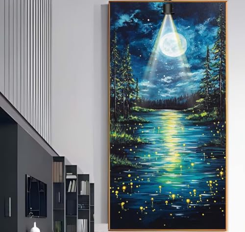 Diamond Painting Groß XXL 60 x 30 cm, Diamond Painting Mond Malen Nach Zahlen Erwachsene Meerblick, DIY Diamant Kunst Mosaic Crystal Malerei Stickerei Set, Wand Deko wohnzimmer Kreativ Geschenke F1110 von Generic