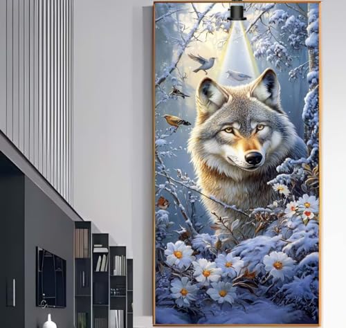 Diamond Painting Groß XXL 60 x 30 cm, Diamond Painting Wolf Malen Nach Zahlen Erwachsene Tier, DIY Runde Steine Diamant Kunst Mosaic Crystal Malerei Stickerei Set, Wand Deko wohnzimmer Geschenke F984 von Generic