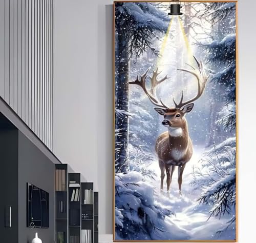 Diamond Painting Groß XXL 60x30 cm, Diamond Painting Hirsch Malen Nach Zahlen Erwachsene Wald, DIY Runde Steine Diamant Kunst Mosaic Crystal Malerei Stickerei Set, Wand Deko wohnzimmer Geschenke F996 von Generic