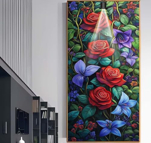 Diamond Painting Groß XXL 60x30 cm, Diamond Painting Rose Malen Nach Zahlen Erwachsene Blume, DIY Runde Steine Diamant Kunst Mosaic Crystal Malerei Stickerei Set, Wand Deko wohnzimmer Geschenke F1008 von Generic