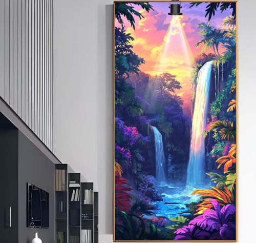 Diamond Painting Groß XXL 60x30 cm, Diamond Painting Wasserfall Malen Nach Zahlen Erwachsene Landschaft, DIY Runde Steine Diamant Kunst Mosaic Crystal Malerei Stickerei Set, Wand Deko wohnzimmer F1032 von Generic