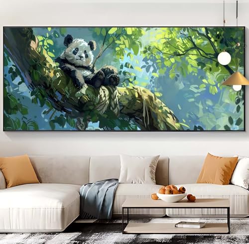 Diamond Painting Großer Panda Diamond Painting XXL 100x300cm Diamond Painting Erwachsene Wald Malen Nach Zahlen DIY Mosaikherstellung Diamonds Stickerei Malerei Set für Home Décor Geschenke Frauen J36 von Generic