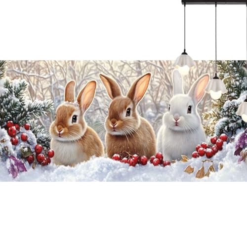 Diamond Painting Hase Diamond Painting Erwachsene Winterlandschaft,5D Diamant Painting Bilder Kinder,DIY Malen Nach Zahlen Diamant Kunst Malerei Stickerei Set für Wand Dekor Geschenke 120 x 50 cm q535 von Generic