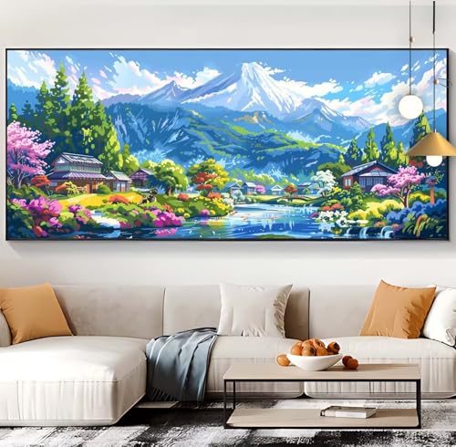 Diamond Painting Hütte Diamond Painting XXL 100x240cm Diamond Painting Erwachsene Garten Malen Nach Zahlen DIY Mosaikherstellung Diamonds Stickerei Malerei Sets für Home Décor Geschenke für Frauen J30 von Generic