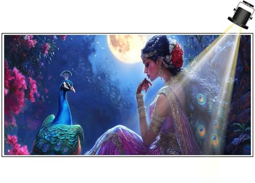 Diamond Painting Indien Diamant Painting Bilder Kinder Pfau Diamond Art DIY Set Erwachsene Full Drill Diamond Painting, 5D Diamant Malerei Kunst Mosaic Stickerei Kits Home Wand Decor 200x90 cm F763 von Generic