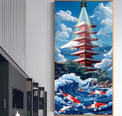 Diamond Painting Japanische Landschaft Diamant Painting Bilder Kinder Bergen Malen nach Zahlen Erwachsene, DIY Bastelset Diamant Malerei Kunst Mosaic Stickerei Kits Home Wand Decor 120 x 60 cm F1047 von Generic