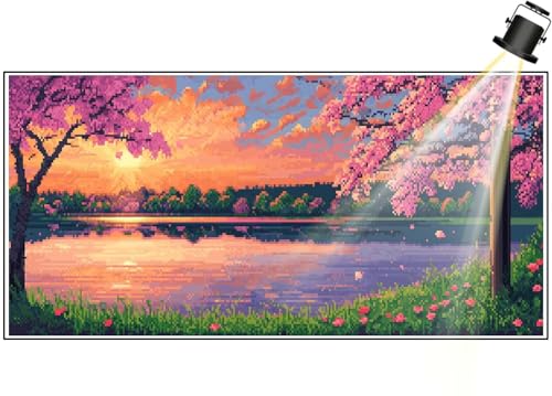 Diamond Painting Japanischer Stil Diamant Painting Bilder Kinder Landschaft Diamond Art DIY Set Erwachsene Full Drill, 5D Diamant Malerei Strass Mosaic Stickerei Kits Home Wand Decor 140x70 cm F643 von Generic