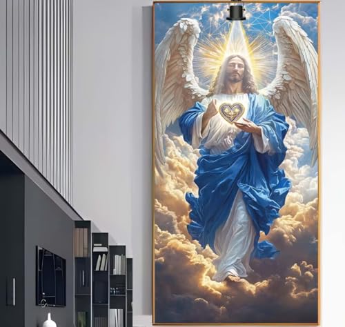 Diamond Painting Jesus Diamant Painting Bilder Kinder Weinlese Malen nach Zahlen Erwachsene, DIY Bastelset Diamant Malerei Kunst Strass Mosaic Stickerei Kits Home Wand Decor Geschenke 100x40 cm F1097 von Generic