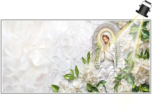 Diamond Painting Jungfrau Maria Diamant Painting Bilder Kinder Blume Diamond Art DIY Set Erwachsene Full Drill Diamond Painting, 5D Diamant Malerei Mosaic Stickerei Kits Home Wand Decor 140x70 cm F691 von Generic