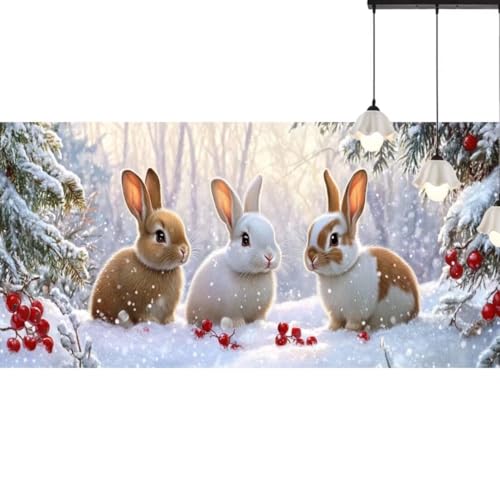 Diamond Painting Kaninchen Diamant Painting Bilder Winterlandschaft, Diamond Painting Groß XXL 160x80 cm, Diamant Painting Bilder Erwachsene DIY Bastelset Mädchen, Diamond Painting für Wand Dekor q536 von Generic