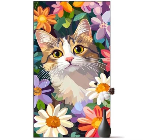 Diamond Painting Katze Diamond Painting Erwachsene Blume, 5D Diamant Painting Bilder Full Drill Diamond Painting Kinder, DIY Malen Nach Zahlen Diamant Kunst Malerei Set für Wand Dekor 90 x 200 cm q953 von Generic