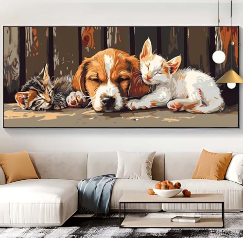 Diamond Painting Katze Diamond Painting XXL 100x240cm Diamond Painting Erwachsene Hund Malen Nach Zahlen DIY Mosaikherstellung Diamonds Stickerei Malerei Sets für Home Décor Geschenke für Frauen H63 von Generic