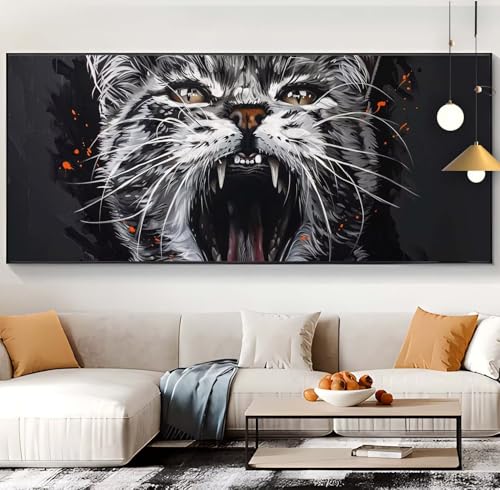 Diamond Painting Katze Diamond Painting XXL 100x300cm Diamond Painting Erwachsene Tier Malen Nach Zahlen DIY Mosaikherstellung Diamonds Stickerei Malerei Sets für Home Décor Geschenke für Frauen H88 von Generic