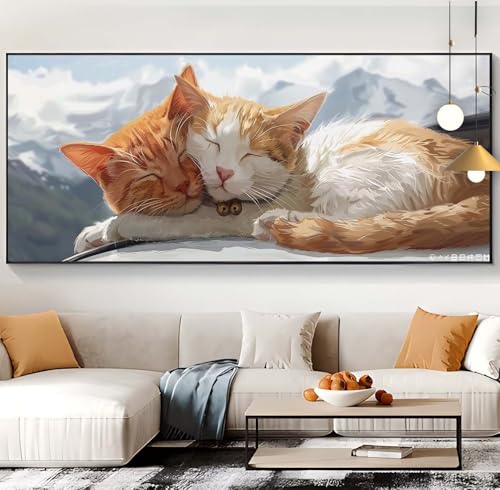 Diamond Painting Katze Diamond Painting XXL 100x300cm Diamond Painting Erwachsene Tier Malen Nach Zahlen DIY Mosaikherstellung Diamonds Stickerei Malerei Sets für Home Décor Geschenke für Frauen K55 von Generic