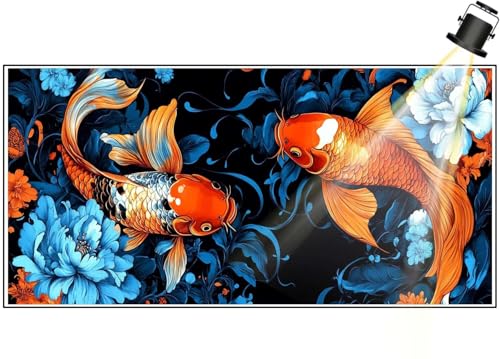 Diamond Painting Koi Diamant Painting Bilder Kinder Blume Diamond Art DIY Set Erwachsene Full Drill Diamond Painting, 5D Diamant Malerei Kunst Mosaic Stickerei Kits, Home Wand Decor 100x40 cm F406 von Generic