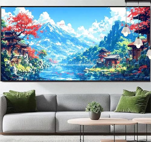 Diamond Painting Landschaft Diamant Painting Bilder Japan, Diamond Painting Groß XXL 200x90 cm, Diamant Painting Bilder Erwachsene DIY Simple Diamond Painting Crystal Art Stickerei für Wand Dekor q144 von Generic