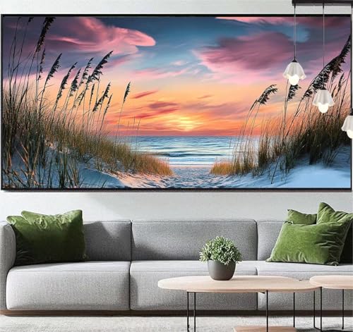 Diamond Painting Landschaft Diamant Painting Bilder Meeresseite, Diamond Painting Groß XXL 180 x 90 cm, Diamant Painting Bilder Erwachsene DIY Simple Diamond Painting Crystal Art für Wand Dekor q128 von Generic