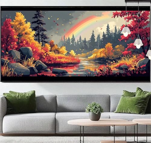 Diamond Painting Landschaft Diamant Painting Bilder Regenbogen, Diamond Painting Groß XXL 180 x 90 cm, Diamant Painting Bilder Erwachsene DIY Diamond Painting Crystal Art Stickerei für Wand Dekor q122 von Generic