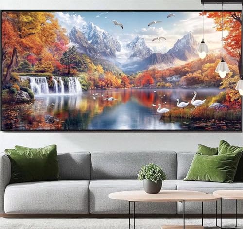 Diamond Painting Landschaft Diamant Painting Bilder Wasserfall, Diamond Painting Groß XXL 120 x 50 cm, Diamant Painting Bilder Erwachsene DIY Diamond Painting Crystal Art Stickerei für Wand Dekor q140 von Generic