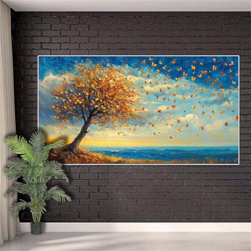 Diamond Painting Landschaft Diamond Painting Erwachsene Bäume,Crystal Art Kinder ab 10 Jahre Full Drill Diamant Malerei Bilder Geschenke für Frauen,5D Diamant Malerei Set Deko Aesthetic 70x140cm w520 von Generic