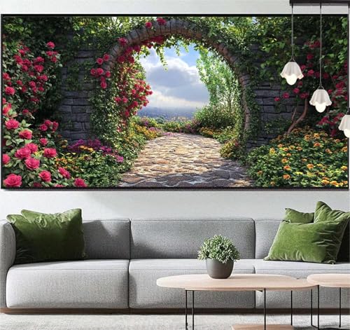 Diamond Painting Landschaft Diamond Painting Erwachsene Garten, 5D Diamant Painting Bilder Full Drill Diamond Painting Kinder, DIY Malen Nach Zahlen Malerei Stickerei Set für Wand Dekor 120x60 cm q135 von Generic