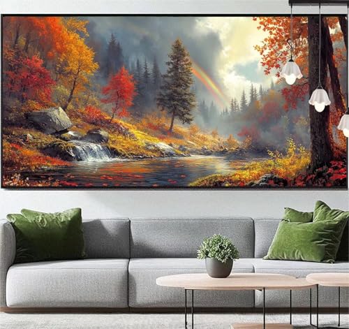 Diamond Painting Landschaft Diamond Painting Erwachsene Herbst, 5D Diamant Painting Bilder Full Drill Diamond Painting Kinder, DIY Malen Nach Zahlen Malerei Stickerei Set für Wand Dekor 120x60 cm q141 von Generic