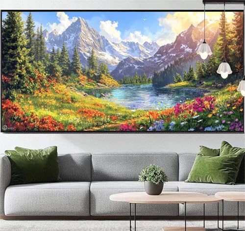 Diamond Painting Landschaft Diamond Painting Erwachsene See, 5D Diamant Painting Bilder Full Drill Diamond Painting Kinder, DIY Malen Nach Zahlen Malerei Stickerei Set für Wand Dekor 120 x 60 cm q131 von Generic