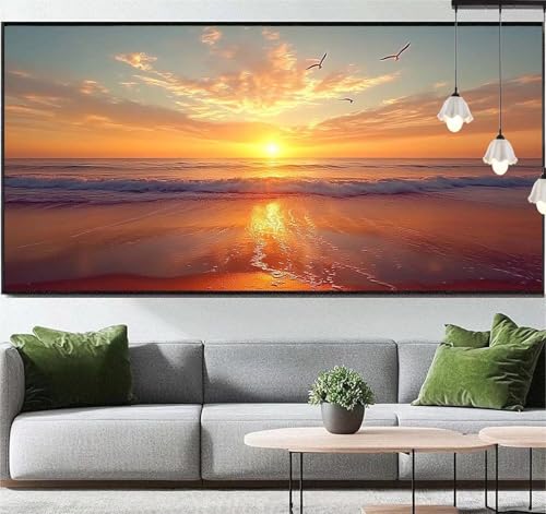 Diamond Painting Landschaft Diamond Painting Erwachsene Sonnenuntergang, 5D Diamant Painting Bilder, DIY Malen Nach Zahlen Diamant Kunst Malerei Stickerei Set für Wand Dekor Geschenke 70 x 40 cm q139 von Generic