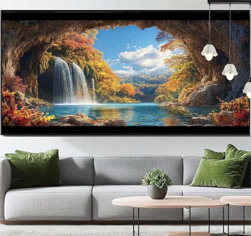 Diamond Painting Landschaft Diamond Painting Erwachsene Wasserfall,5D Diamant Painting Bilder Kinder,DIY Malen Nach Zahlen Diamant Kunst Malerei Stickerei Set für Wand Dekor Geschenke 120 x 70 cm q119 von Generic