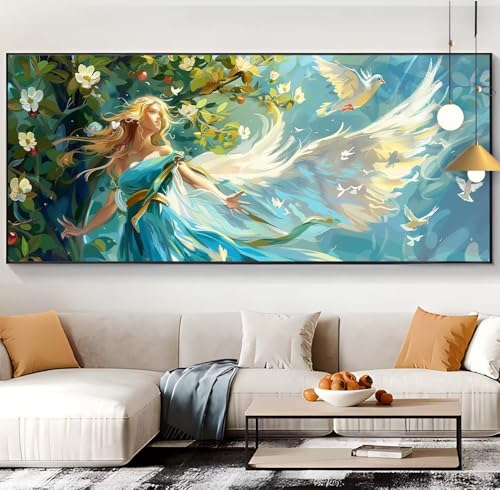 Diamond Painting Landschaft Diamond Painting XXL 100x240cm Diamond Painting Erwachsene Engel Malen Nach Zahlen DIY Mosaikherstellung Diamonds Stickerei Malerei Sets für Home Décor Geschenke Frauen J12 von Generic