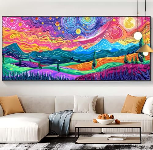 Diamond Painting Landschaft Diamond Painting XXL 100x240cm Diamond Painting Erwachsene Farbe Malen Nach Zahlen DIY Mosaikherstellung Diamonds Stickerei Malerei Sets für Home Décor Geschenke Frauen H60 von Generic