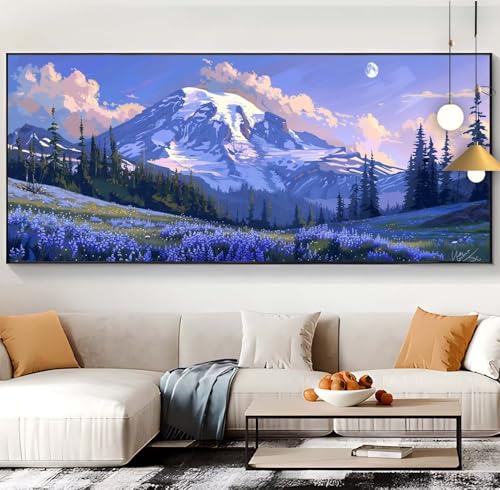 Diamond Painting Landschaft Diamond Painting XXL 100x240cm Diamond Painting Erwachsene Lila Malen Nach Zahlen DIY Mosaikherstellung Diamonds Stickerei Malerei Sets für Home Décor Geschenke Frauen H79 von Generic