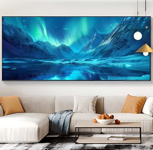 Diamond Painting Landschaft Diamond Painting XXL 100x240cm Diamond Painting Erwachsene Polarlicht Malen Nach Zahlen DIY Mosaikherstellung Diamonds Stickerei Malerei für Home Décor Geschenke Frauen J37 von Generic