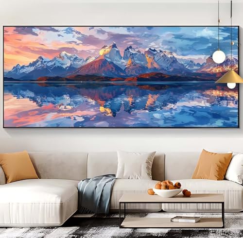 Diamond Painting Landschaft Diamond Painting XXL 100x300cm Diamond Painting Erwachsene Schneeberg Malen Nach Zahlen DIY Mosaikherstellung Diamonds Stickerei Malerei für Home Décor Geschenke Frauen K41 von Generic