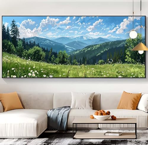 Diamond Painting Landschaft Diamond Painting XXL 100x300cm Diamond Painting Erwachsene Wiese Malen Nach Zahlen DIY Mosaikherstellung Diamonds Stickerei Malerei Sets für Home Décor Geschenke Frauen K66 von Generic