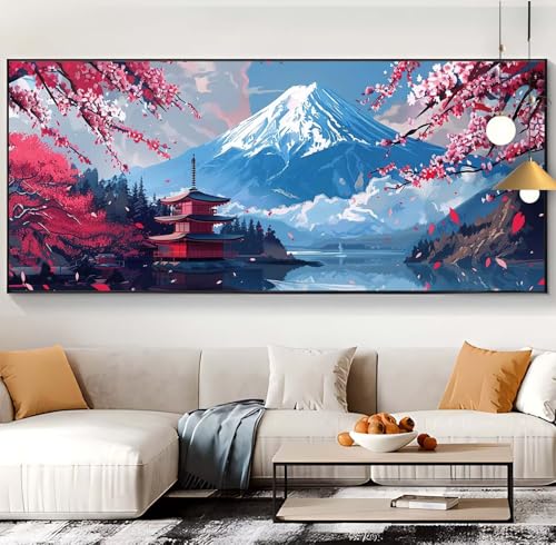 Diamond Painting Landschaft Diamond Painting XXL 100x300cm Diamond Painting Erwachsene japanisch Malen Nach Zahlen DIY Mosaikherstellung Diamonds Stickerei Malerei für Home Décor Geschenke Frauen A56 von Generic