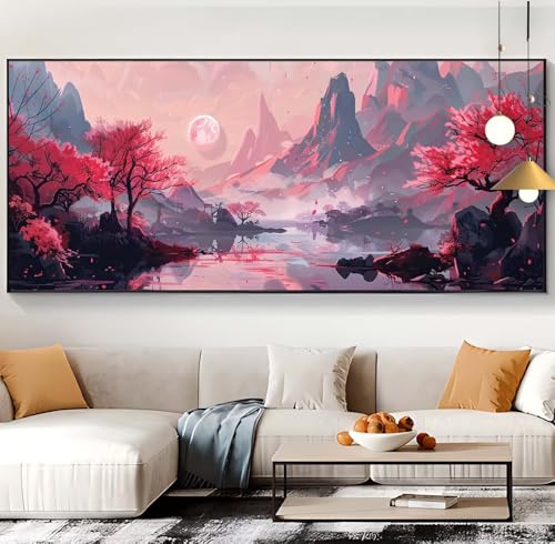 Diamond Painting Landschaft Diamond Painting XXL 100x300cm Diamond Painting Erwachsene japanisch Malen Nach Zahlen DIY Mosaikherstellung Diamonds Stickerei Malerei für Home Décor Geschenke Frauen A93 von Generic