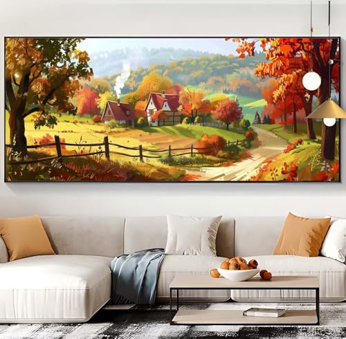 Diamond Painting Landschaft Diamond Painting XXL 100x300cm Diamond Painting Erwachsene ländlich Malen Nach Zahlen DIY Mosaikherstellung Diamonds Stickerei Malerei für Home Décor Geschenke Frauen A62 von Generic