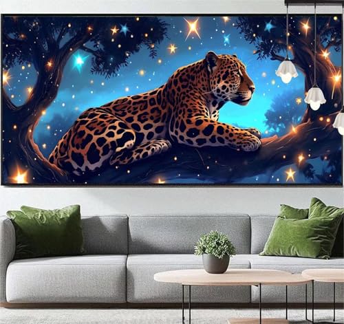 Diamond Painting Leopard Diamant Painting Bilder Geheimnisvoll, Diamond Painting Groß XXL 190 x 80 cm, Diamant Painting Bilder Erwachsene DIY Diamond Painting Crystal Art Stickerei für Wand Dekor q16 von Generic