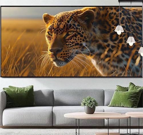 Diamond Painting Leopard Diamant Painting Bilder Tier, Diamond Painting Groß XXL 120 x 50 cm, Diamant Painting Bilder Erwachsene DIY Simple Diamond Painting Crystal Art Stickerei für Wand Dekor q12 von Generic