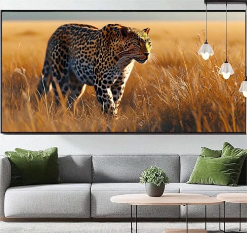 Diamond Painting Leopard Diamond Painting Erwachsene Tier, 5D Diamant Painting Bilder Full Drill Diamond Painting Kinder, DIY Malen Nach Zahlen Diamant Kunst Malerei Set für Wand Dekor 140 x 70 cm q13 von Generic